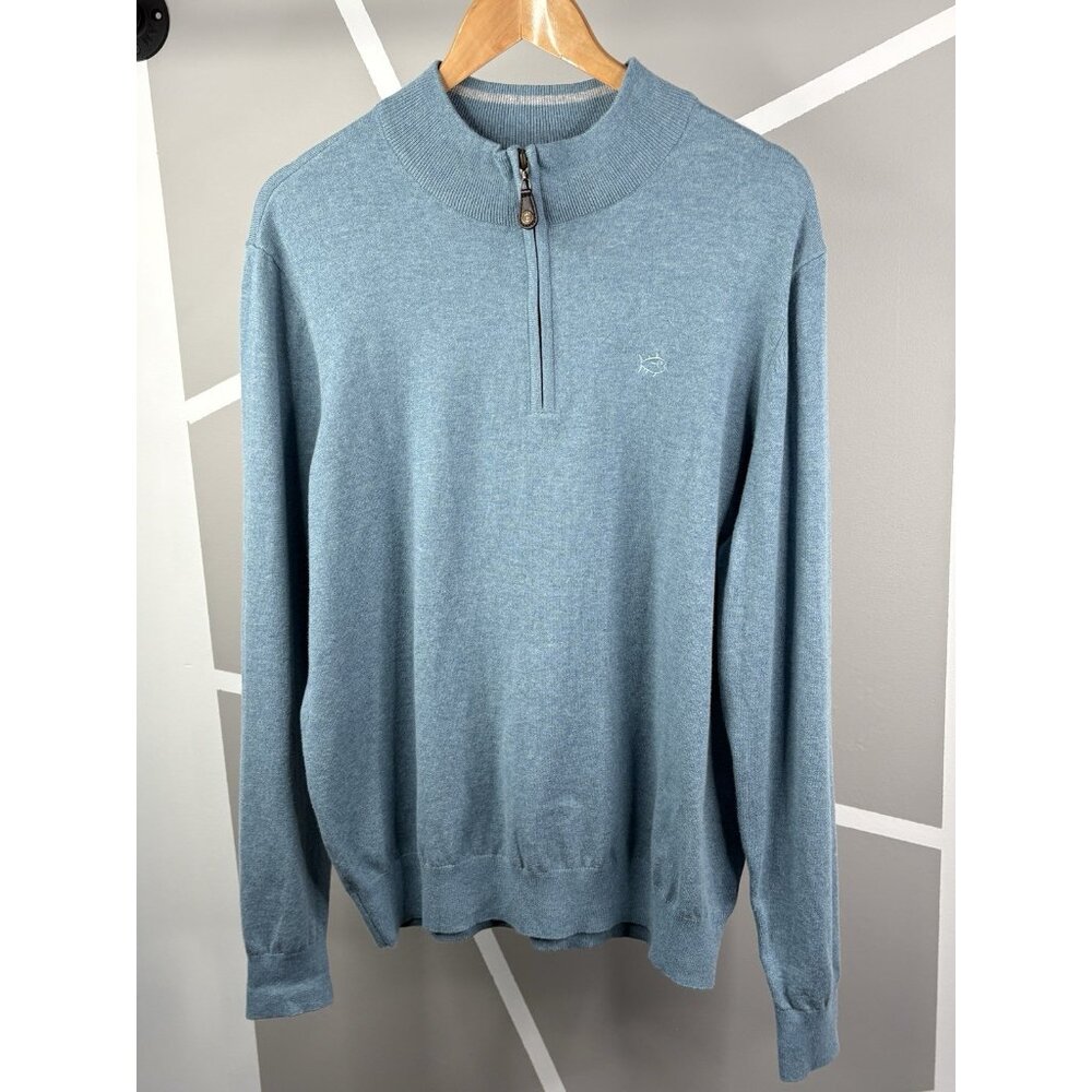 NWT Southern Tide ¼ Zip Croaker Sweater Men’s L Jade Heather Blue Sweater